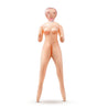 Life sized vanilla skin tone inflatable doll with 3 openings, oral, vaginal, and anal. The doll's face is a printed photograph with brown eyes and blonde hair. Additional images show alternate angles.