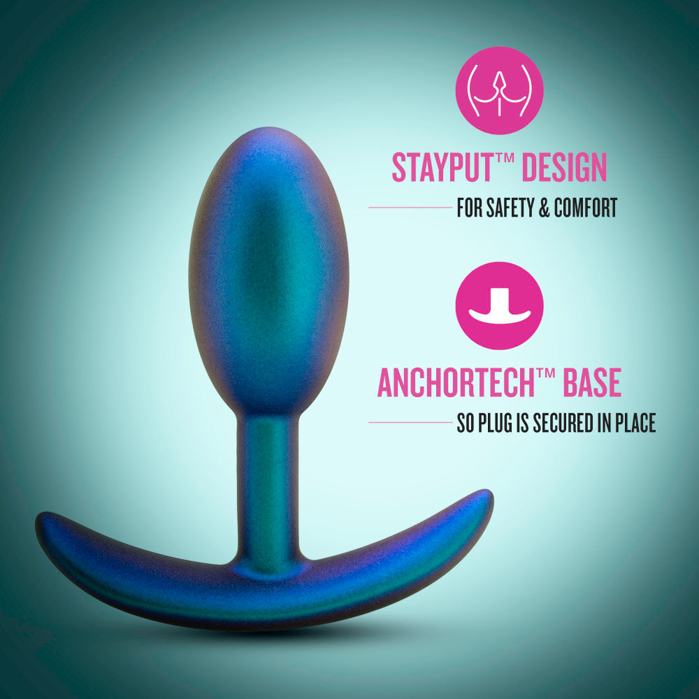 Anal Adventures Matrix | The Nebula Plug: 3.5 inch Vibrating Inner Ball Butt Plug in Lunar Blue | With Stayput™ Technology & Anchortech™ Base