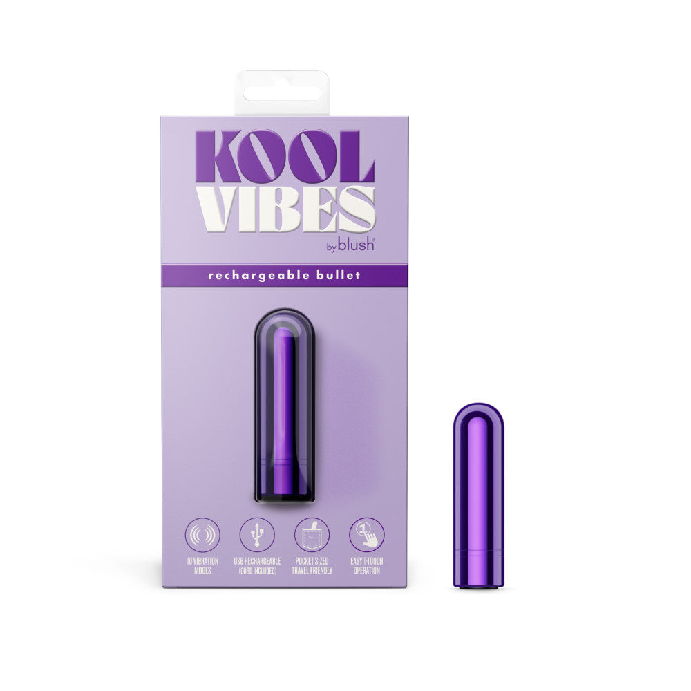 Kool Vibes By Blush | Discreet &amp; Travel-Friendly Mini Bullet Vibrator  - 10 Vibration Modes Clitoral Stimulator - Grape  BlushVibe.com