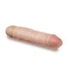 Ultra realistic vanilla skin tone vibrating dildo features a defined head and veins along the shaft. Cap on the bottom is purple and has a twist dial for adjusting intensity. Additional images show alternate angles.