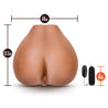 Life sized mocha skin tone ultra realistic ass with anal and vaginal openings. Smooth skin like feel with ribbed tunnel for additional stimulation. Includes removable corded vibrating bullet. Additional images show alternate angles.