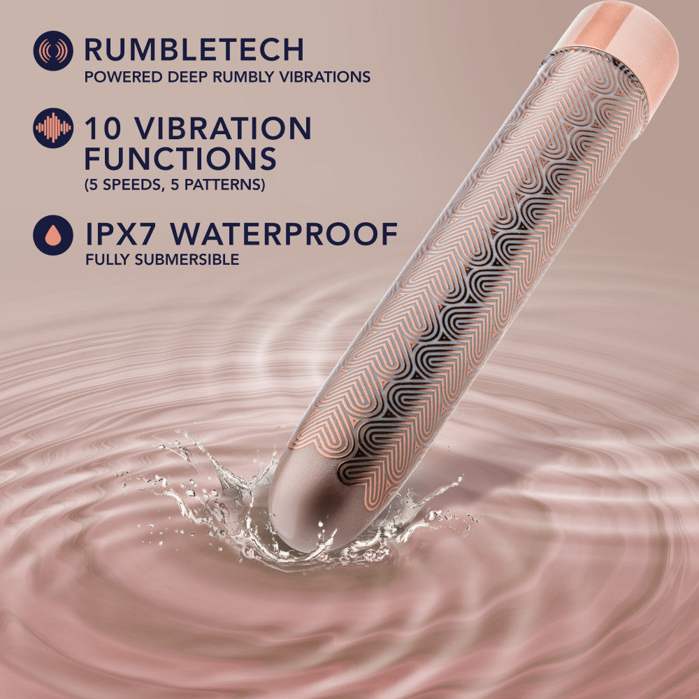 Blush The Collection Lattice 7 Inch Slimline G-Spot Vibrator In Rose Gold - 10 RumbleTech Vibration Modes