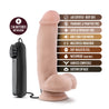 Vibrating realistic cock with suction cup. Vanilla skin tone with pronounced head, veins along the shaft, and plush balls. Wired remote with twist dial to adjust intensity. Additional images show alternate angles.