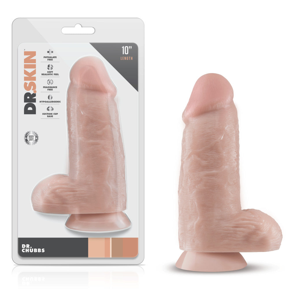 Blush Dr. Skin Dr. Chubbs Realistic Vanilla 9.75-Inch Long Dildo With Balls & Suction Cup Base