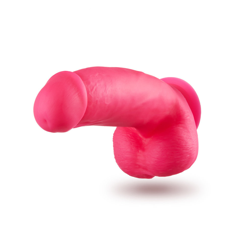 Neo Elite 7 Inch Silicone Dual Density Cock With Balls Neon Pink