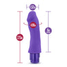 Purple vibrating dildo. Thick smooth curved shaft with a realistic head. Twist dial on bottom to adjust intensity. Additional images show alternate angles.