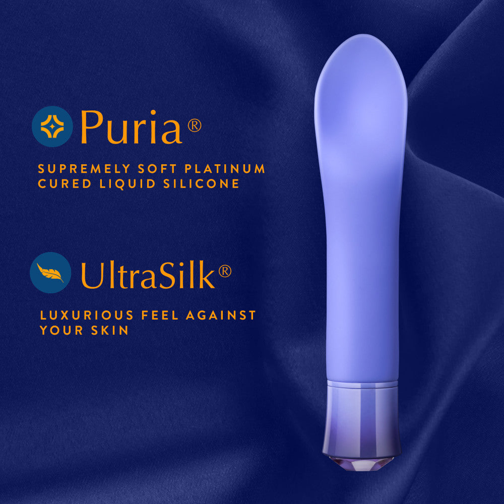 Blush Oh My Gem Enrapture 6.5 Inch Warming Clitoral Vibrator in Tanzanite - Made with Smooth Ultrasilk® Puria™ Silicone