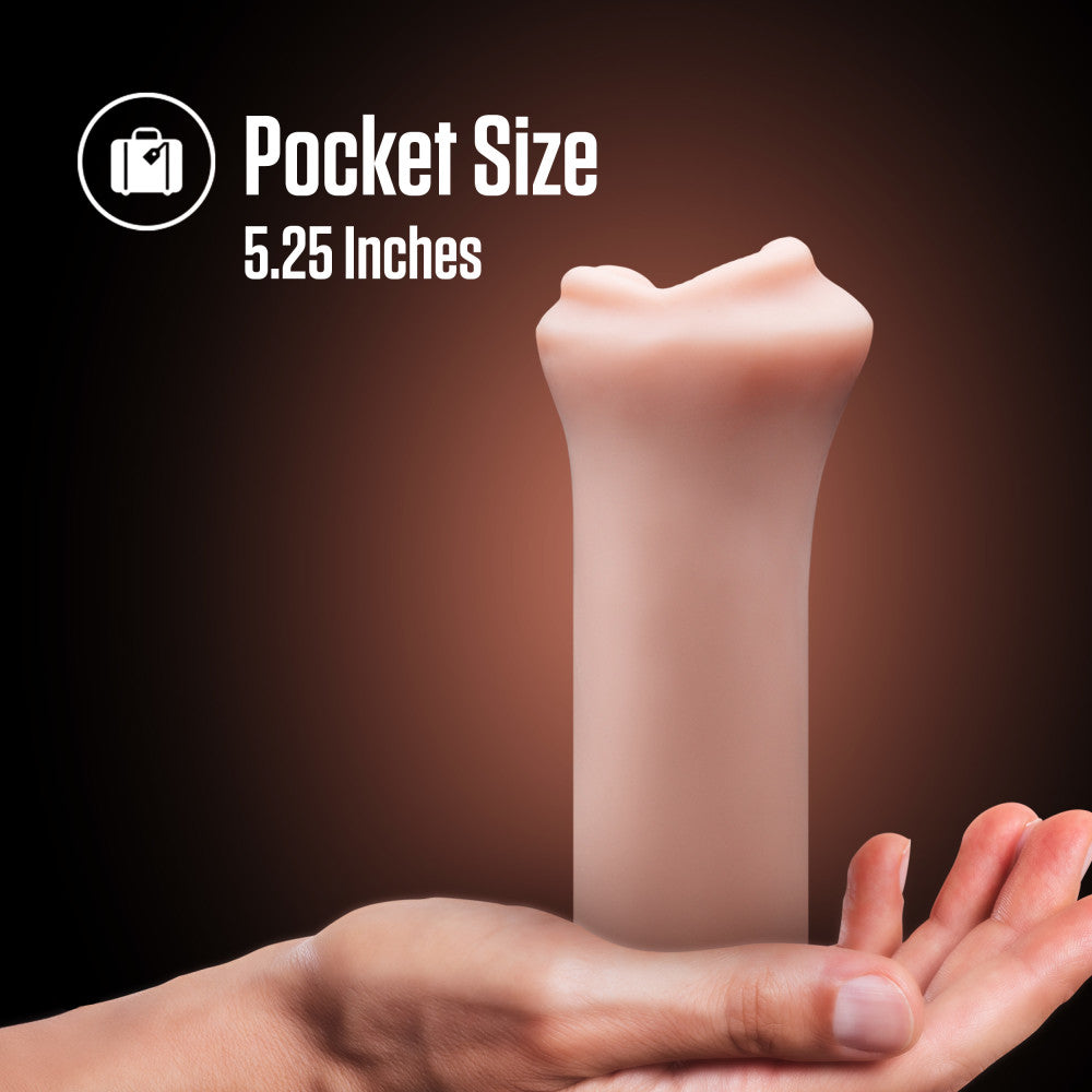Enlust Candi AI Male Masturbator Tight & Ribbed Canal - Made With X5® Plus Ultra Soft, Realistic Oral Feel Open Ended To Fit All Sizes - Beige