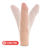 Vanilla skin tone ultra realistic dildo. Defined head that is slightly tinted in a pink color for a lifelike look. Straight extra soft shaft with a flexible internal spine for firmness. Does not have a flared base. Additional images show alternate angles.