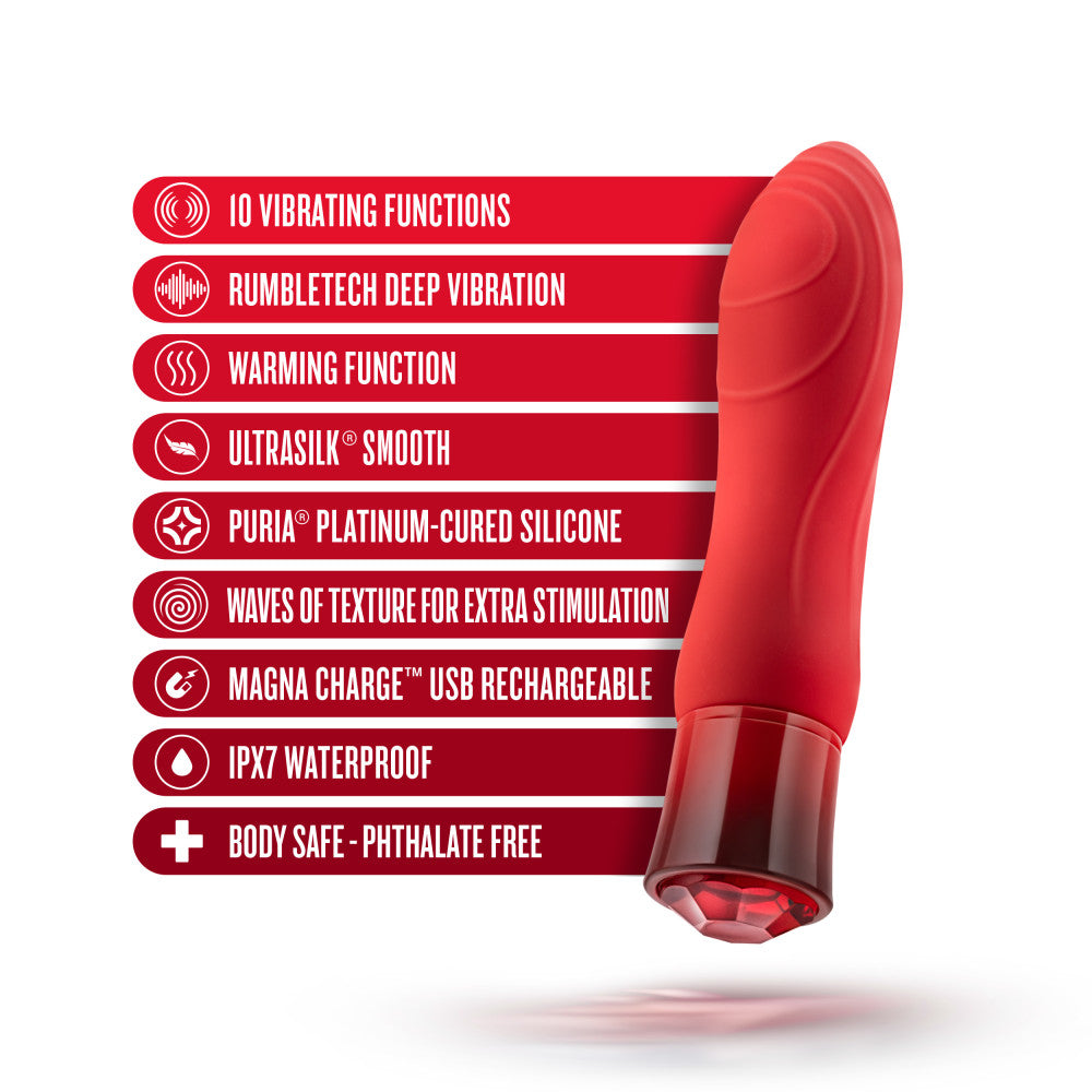 Blush Oh My Gem Desire 5.5 Inch Warming G Spot Vibrator in Ruby - Made with Smooth Ultrasilk® Puria™ Silicone