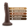 Chocolate skin tone slim realistic dildo. Featuring a small head, subtle veins along the shaft, and a suction cup base. Additional images show alternate angles.