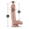 Vanilla skin tone ultra realistic dildo. Featuring a pronounced bulbous head, subtle veins along the straight but flexible shaft, and realistic balls. Suction cup base. Additional images show alternate angles.
