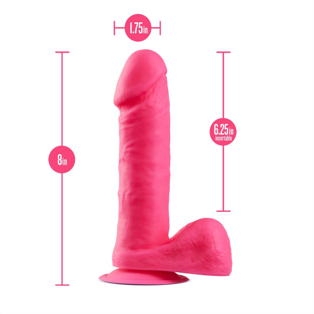 Neo Elite 8 Inch Silicone Dual Density Cock With Balls in Neon Pink