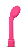 Bulbous curved tip for g spot stimulation and slim handle. Dial on bottom controls intensity. Matte finish. Additional images show alternate angles.