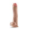 Vanilla skin tone ultra realistic dildo. Featuring a defined head, subtle veins along the straight but flexible shaft, and realistic balls. Suction cup base. Additional images show alternate angles.