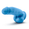 Neo Elite 7 Inch Silicone Dual Density Cock With Balls Neon Blue