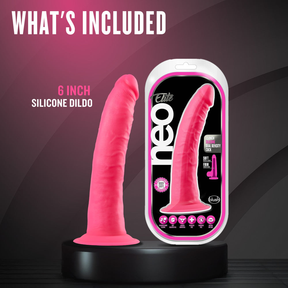Neo Elite | Neon Pink: 5.5-Inch Long Dildo | Blush Official Store BlushVibe.com Neo Elite | Neon Pink: 5.5-Inch Long Dildo | Blush Official Store BlushVibe.com