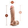 Vanilla skin tone ultra realistic dildo. Featuring a defined rounded head, subtle veins along the straight but flexible shaft, and realistic balls. Suction cup base. Additional images show alternate angles.
