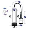 Clear male enhancement manual pump system with advanced trigger pump and pressure release valve.  Additional images show alternate angles.