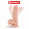 Vanilla skin tone ultra realistic dildo with a tapered realistic head for easy insertion, subtle veins along the straight but flexible shaft and round realistic balls. Suction cup base. Additional images show alternate angles.
