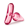 Translucent pink butt plug with a tapered tip, slim neck, and flared base. Additional images show alternate angles.