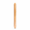 Vanilla skin tone long, straight double dildo with a realistic head on either end and subtle veins throughout the entire length.  Additional images show alternate angles.