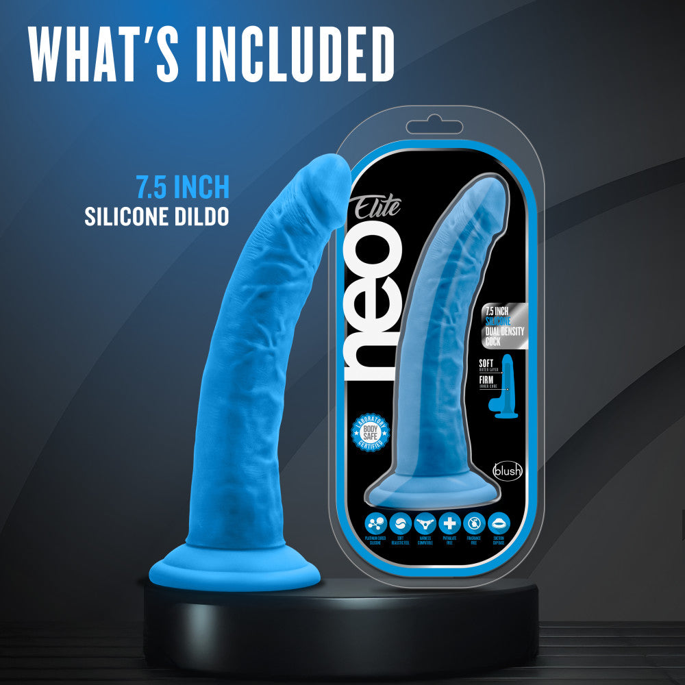 Neo Elite | Neon Blue: 7.5-Inch Long Dildo | Blush Official Store BlushVibe.com Neo Elite | Neon Blue: 7.5-Inch Long Dildo | Blush Official Store BlushVibe.com