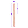 Vanilla skin tone long, straight double dildo with a realistic head on either end and subtle veins throughout the entire length.  Additional images show alternate angles.
