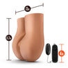 Mocha skin tone, life sized stroker. Features realistic vulva and two openings, a vaginal opening and an anal opening. Includes removable corded bullet. Ribbed inner tunnels.  Additional images show alternate angles.
