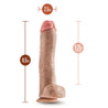 Vanilla skin tone ultra realistic dildo. Featuring a defined head, subtle veins along the straight but flexible shaft, and realistic balls. Suction cup base. Additional images show alternate angles.