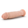 Vanilla skin tone ultra realistic dildo. Featuring a rounded head, veins along the straight but flexible shaft, and a suction cup base. Additional images show alternate angles.