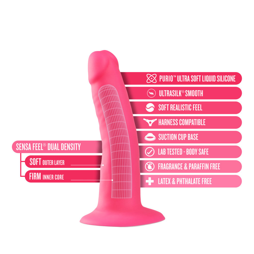 Neo Elite 6 Inch Silicone Dual Density Cock in Neon Pink