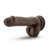 Images show chocolate colored realistic dildo with veins and dildos standing. Different photos show alternate angles