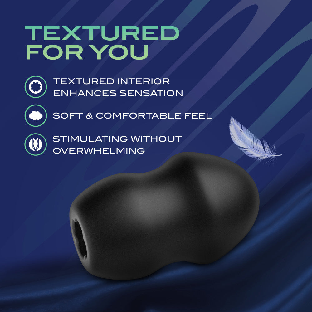 Blush Fortify | Silicone FTM Stroker Textured Male Masturbator Black BlushVibe.com Blush Fortify | Silicone FTM Stroker Textured Male Masturbator Black BlushVibe.com