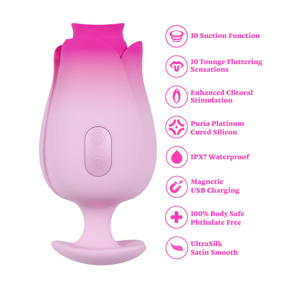 Aria | Tulip Pink Silicone Massager with Suction & Tongue Fluttering Sensations | Blush Online Store BlushVibe.com Aria | Tulip Pink Silicone Massager with Suction & Tongue Fluttering Sensations | Blush Online Store BlushVibe.com