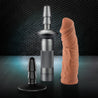 Shows silver handle with realistic dildo attachment and black lock on suction cup. Additional images show different angles. 