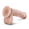 Vanilla skin tone realistic dildo. Featuring a realistic bulbous head, veins along the straight shaft, and realistic balls. Suction cup base. Additional images show alternate angles.