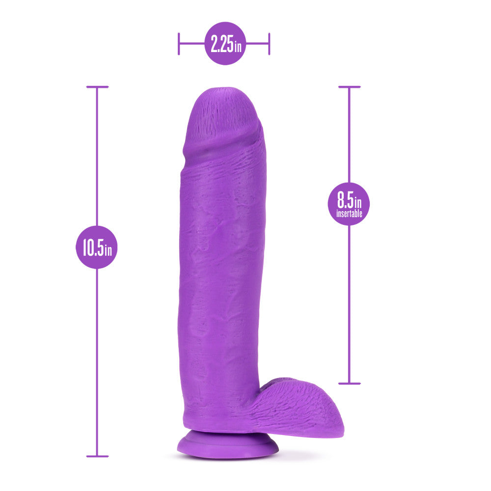 Neo Elite 10 Inch Silicone Dual Density Cock With Balls Neon Purple