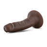 Chocolate skin tone slim realistic dildo. Featuring a small head, subtle veins along the shaft, and a suction cup base. Additional images show alternate angles.