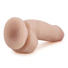 Vanilla skin tone ultra realistic dildo. Featuring a round head with a pronounced lip, subtle veins along the extra thick shaft, and realistic balls. Suction cup base. Additional images show alternate angles.