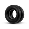 Set of two large and extra thick, plush cock rings. Round, soft, smooth, and stretchy black rings. Additional images show alternate angles.