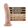 Vanilla skin tone ultra realistic dildo. Featuring a rounded head, many veins along the slightly upwardly curved thick shaft, and a suction cup base.  Additional images show alternate angles.