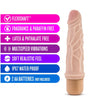 Vanilla skin tone vibrating dildo has an ultra realistic shape, with a subtle tapered head and veins along the shaft. Twist dial on bottom to adjust intensity. Additional images show alternate angles.