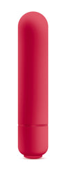 Red bullet vibrator with a smooth and satiny finish. Additional images show alternate angles.