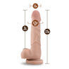 Vanilla skin tone ultra realistic dildo with a large bulbous head that is slightly tinted in a blush color for a lifelike look and veins along the straight but flexible shaft. Suction cup base. Additional images show alternate angles.