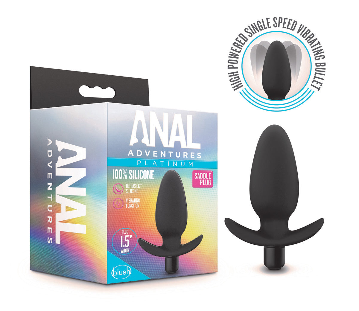 Anal Adventures Platinum Saddle Black 4.5-Inch Vibrating Anal Plug