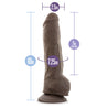 Chocolate skin tone ultra realistic dildo. Many veins along the straight but flexible shaft. Realistic balls. Suction cup base. Additional images show alternate angles.