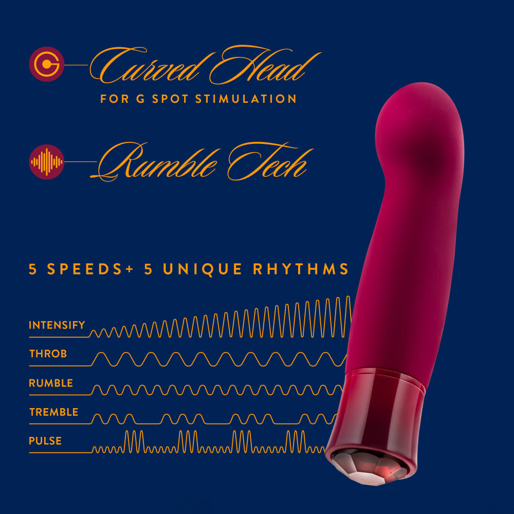 Oh My Gem Classy 5.5 Inch Warming G Spot Vibrator in Garnet - Made with Smooth Ultrasilk® Puria™ Silicone