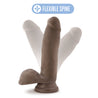 Chocolate skin tone ultra realistic dildo with a tapered realistic head for easy insertion and a smooth straight but flexible shaft. Realistic balls. Suction cup base. Additional images show alternate angles.
