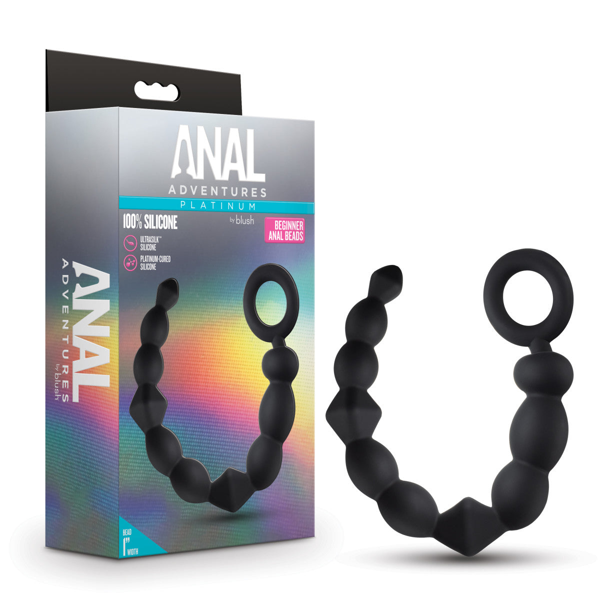 Anal Adventures Platinum Beginner Black 9.75-Inch Anal Beads